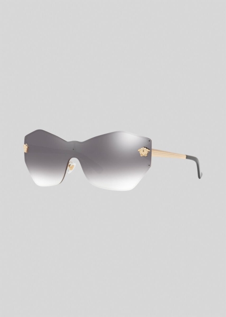 Ochelari de Soare Versace Mirrored Grey Glam Medusa Shield Dama | OEXUDLG-93